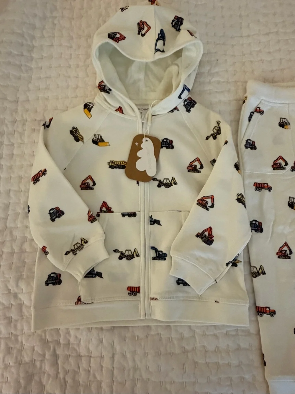 NWT Angel Dear French Terry Zip Hoodie & Jogger Set Construction Truck 2T